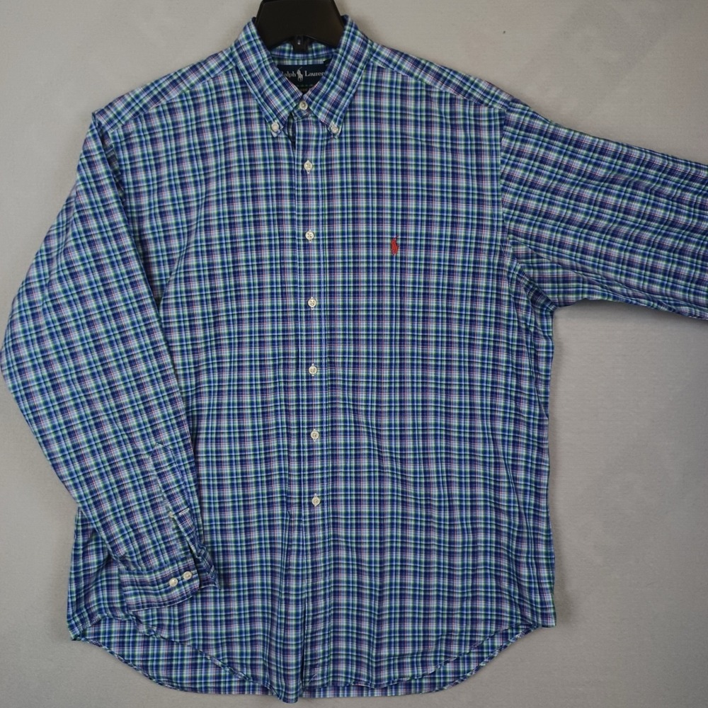 Ralph Lauren Men's Classic Fit Shirt Long Sleeve Button Down Plaid Sz XL 17 1/2